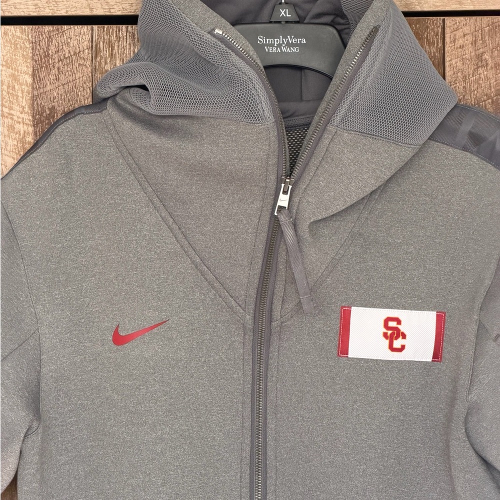 Nike Gray Hooded Jacket with Red Accents - Picture 2 of 7